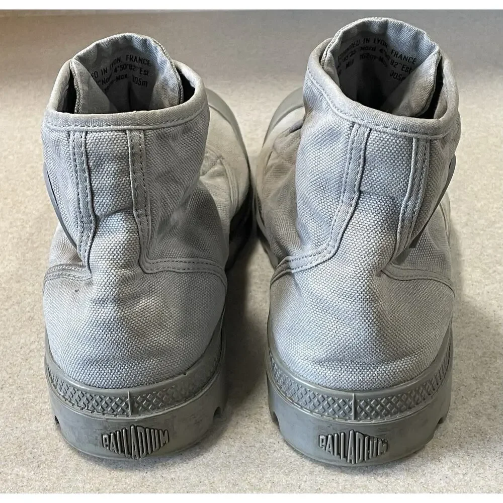 Palladium Hi Top Lace Up Canvas Sneakers Men’s Size 10.5 Gray Casual Shoes
